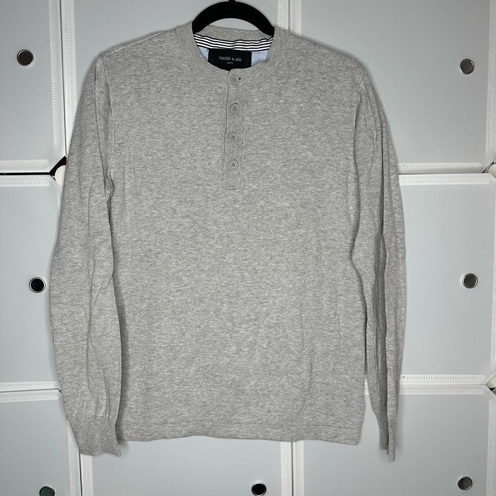 Porter & Ash Gray Sweater Henley Shirt Size Small